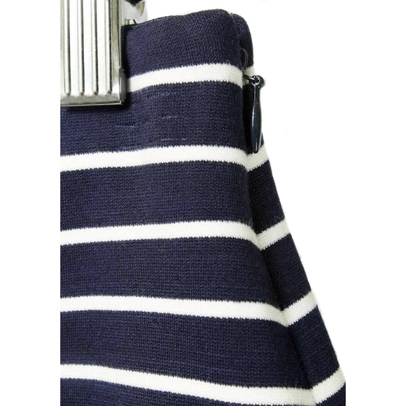 ANN TAYLOR Navy & White Striped Fitted Orange Hem Skirt Size 8 - Picture 3 of 4